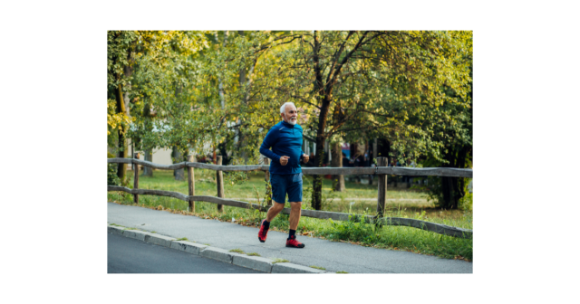older man running on pavement