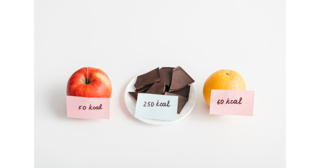 Calories of an apple, small orange and chocolate