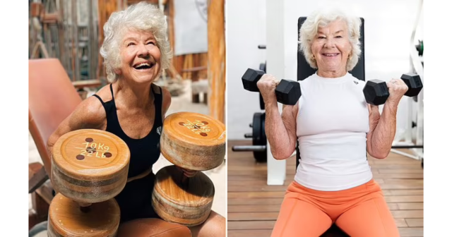 Joan MacDonald, 75 and fitness influencer lifting weights