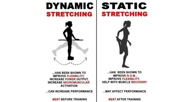 static stretching before exercise, dynamic after exercise