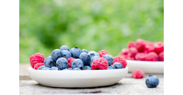 bowl of blueberries and raspberries