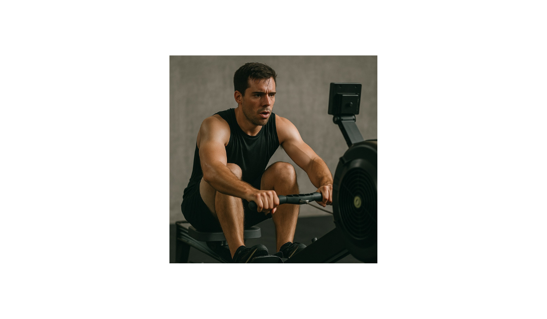 Athlete performing Zone 3 rowing training on an indoor rowing machine
