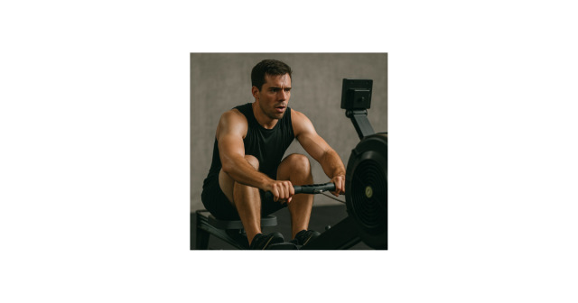 Athlete performing Zone 3 rowing training on an indoor rowing machine
