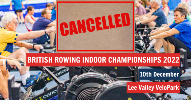 British Rowing Indoors Champs cancelled