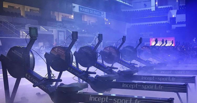 Concept2 rowing racing machines ready at the Coubertin Stadium