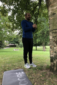 Ben training in the park, despite a sudden downpour