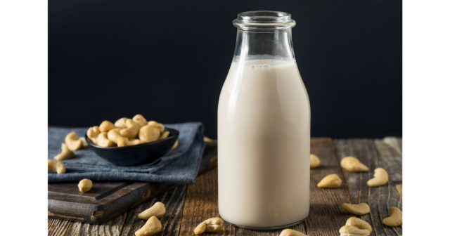 milk bottle and cashews