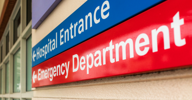 hospital entrance sign and emergency department sign