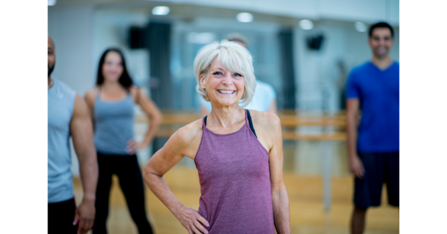older woman in aerobics class