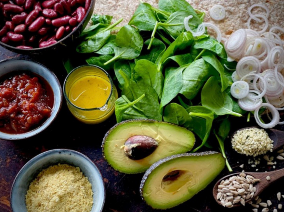 bean avocado and spinach ingredients